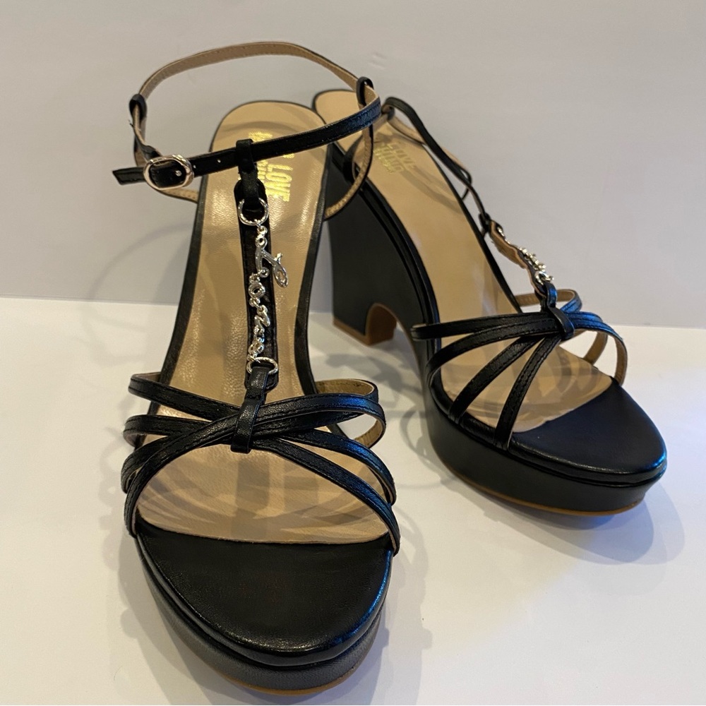 Love Moschino Strappy Platform with Love Chain Detail